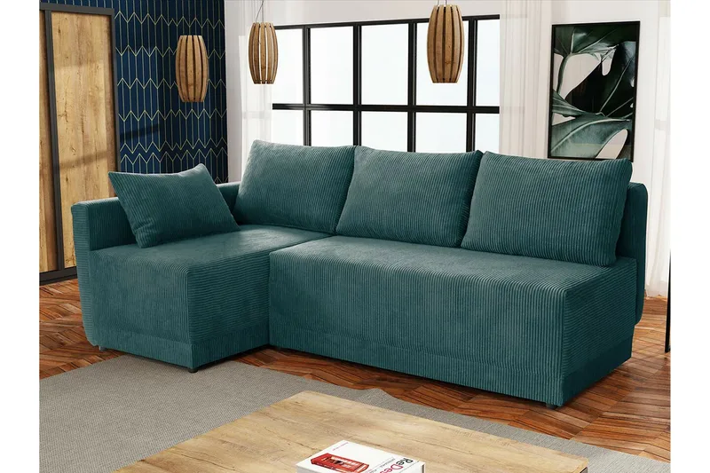 Denegal 3-sits Hörnbäddsoffa Dark green - Møbler - Sofaer - Sovesofaer