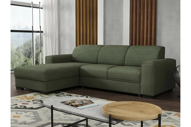 Denegal 3-sits Hörnbäddsoffa Dark green - Møbler - Sofaer - Sovesofaer