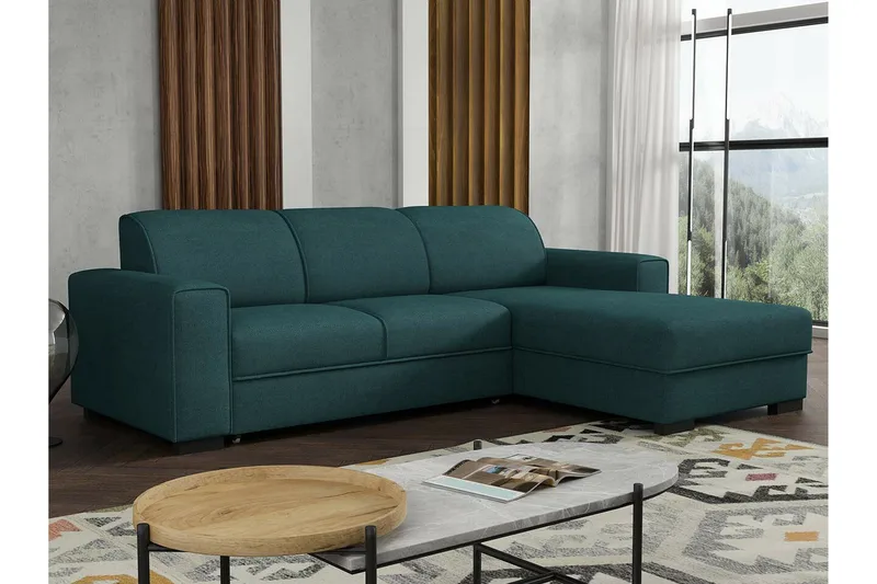 Denegal 3-sits Hörnbäddsoffa Dark Green/Blue - Møbler - Sofaer - Sovesofaer