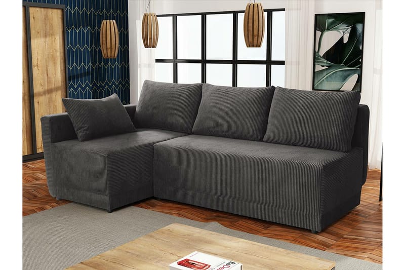 Denegal 3-sits Hörnbäddsoffa Dark grey - Møbler - Sofaer - Sovesofaer