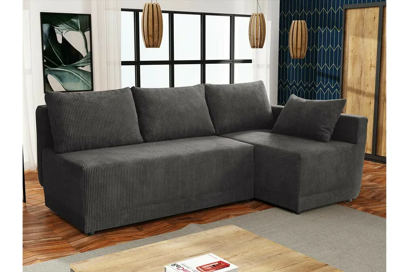 Denegal 3-sits Hörnbäddsoffa Dark grey - Møbler - Sofaer - Sovesofaer