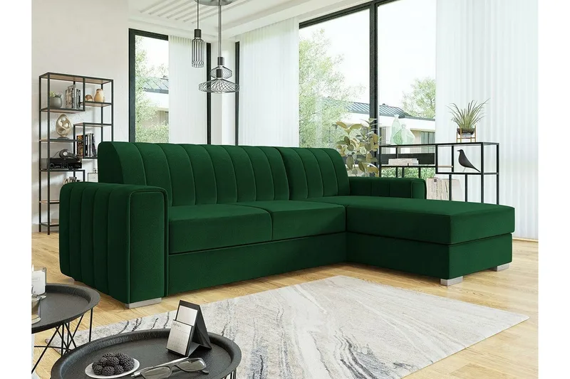 Denegal 3-sits Hörnbäddsoffa Green - Møbler - Sofaer - Sovesofaer
