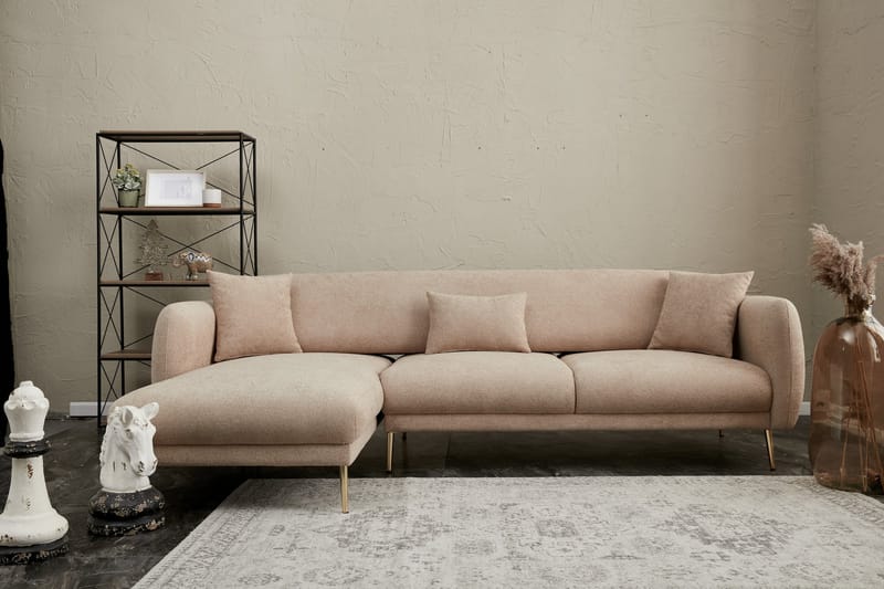 Devika Sovesofa med Sjeselong 4-seter - Beige - Møbler - Sofaer - Sovesofaer