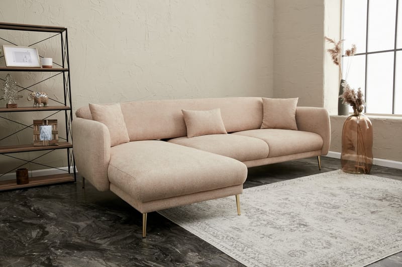Devika Sovesofa med Sjeselong 4-seter - Beige - Møbler - Sofaer - Sovesofaer