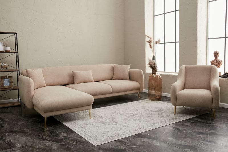 Devika Sovesofa med Sjeselong 4-seter - Beige - Møbler - Sofaer - Sovesofaer