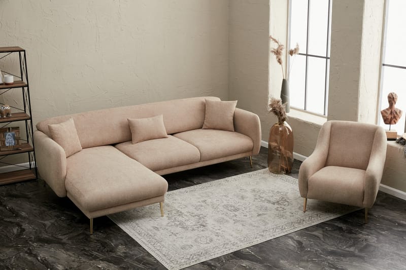 Devika Sovesofa med Sjeselong 4-seter - Beige - Møbler - Sofaer - Sovesofaer