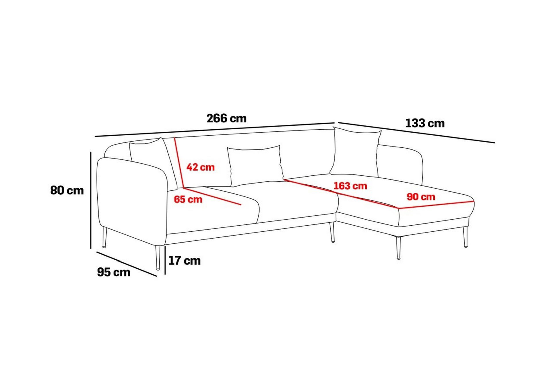 Devika Sovesofa med Sjeselong 4-seter - Grå - Møbler - Sofaer - Sovesofaer
