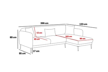 Devika Sovesofa med Sjeselong 4-seter - Grå - Møbler - Sofaer - Sovesofaer