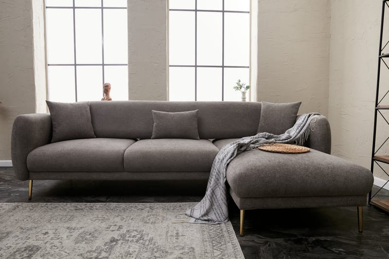 Devika Sovesofa med Sjeselong 4-seter - Grå - Møbler - Sofaer - Sovesofaer
