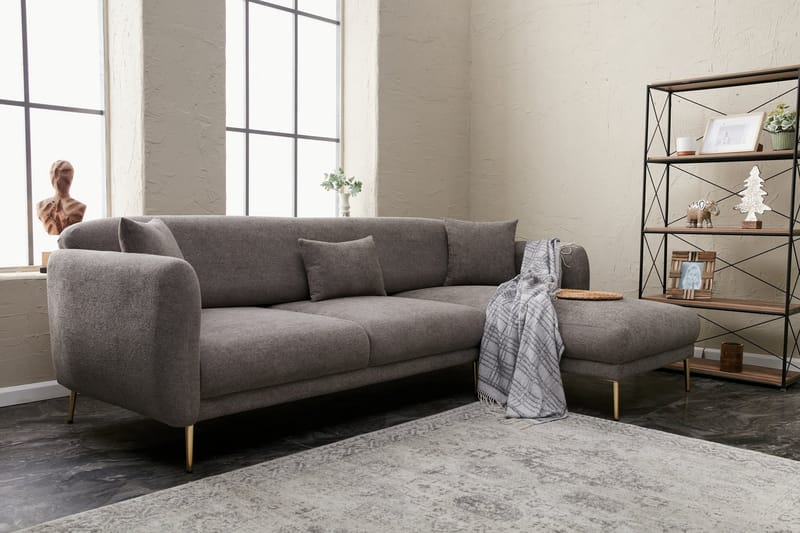 Devika Sovesofa med Sjeselong 4-seter - Grå - Møbler - Sofaer - Sovesofaer