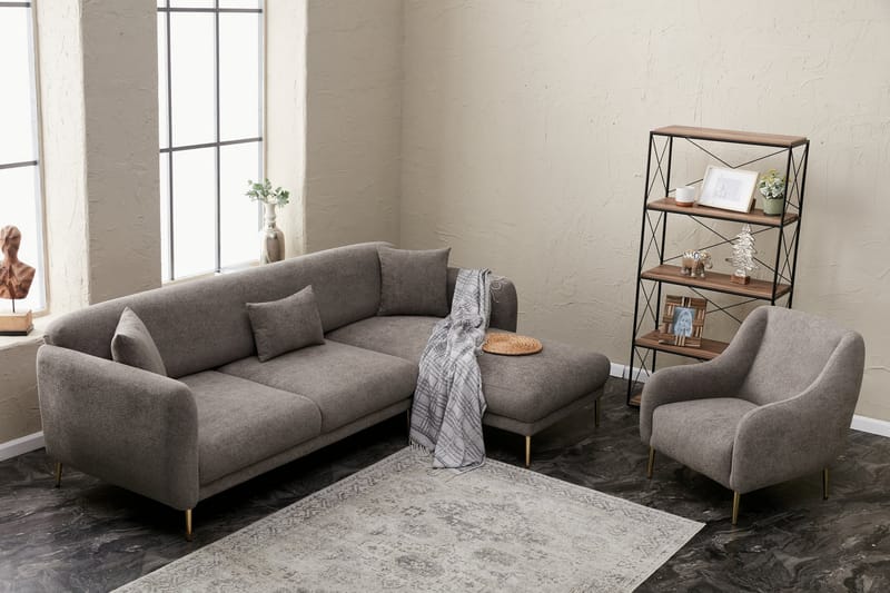 Devika Sovesofa med Sjeselong 4-seter - Grå - Møbler - Sofaer - Sovesofaer