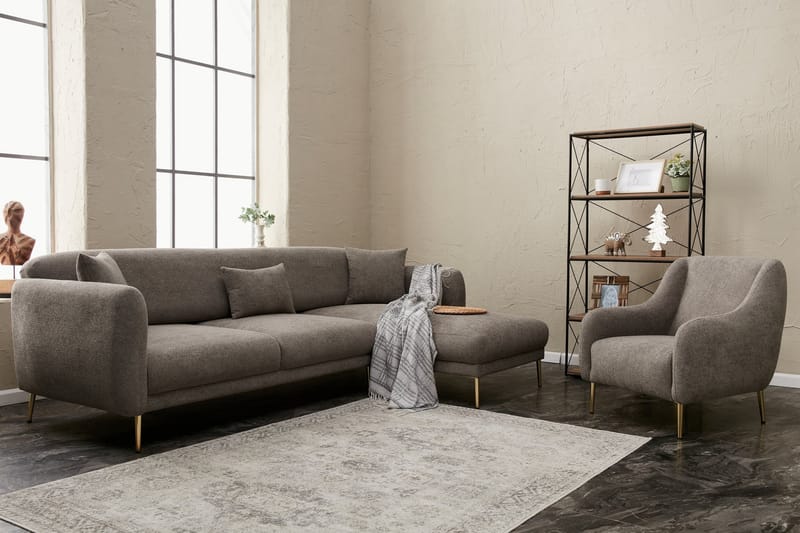 Devika Sovesofa med Sjeselong 4-seter - Grå - Møbler - Sofaer - Sovesofaer