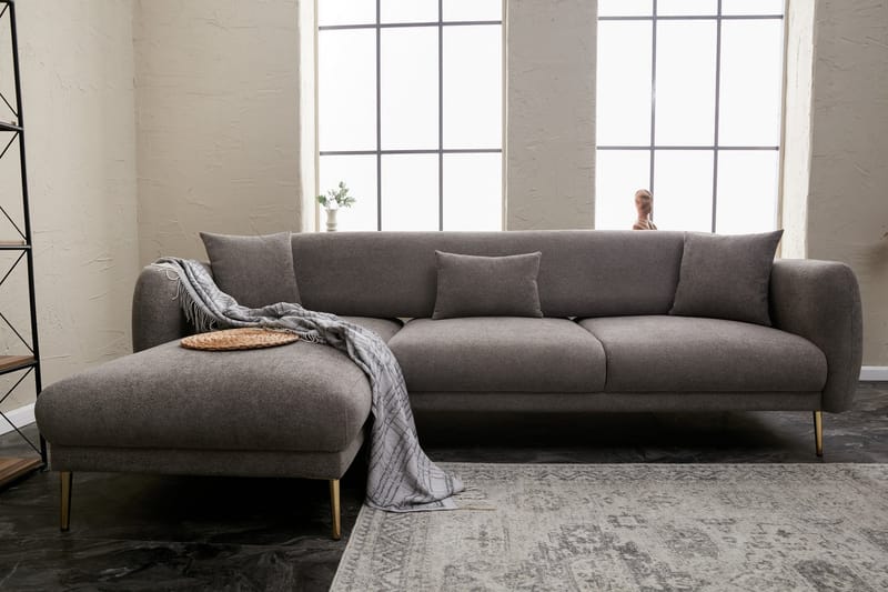 Devika Sovesofa med Sjeselong 4-seter - Grå - Møbler - Sofaer - Sovesofaer
