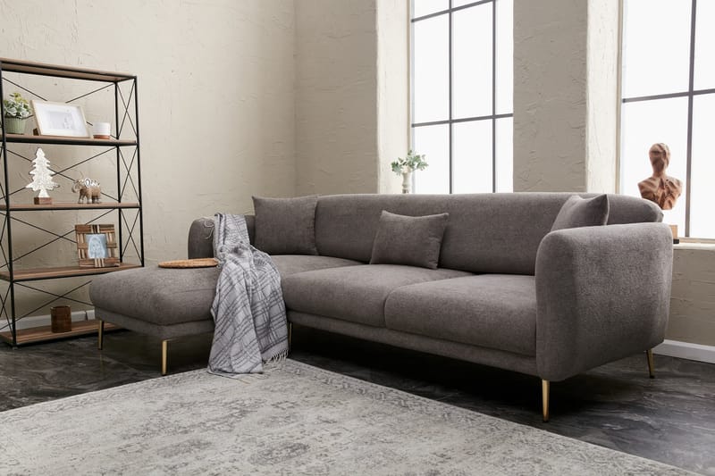Devika Sovesofa med Sjeselong 4-seter - Grå - Møbler - Sofaer - Sovesofaer