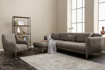 Devika Sovesofa med Sjeselong 4-seter - Grå - Møbler - Sofaer - Sovesofaer