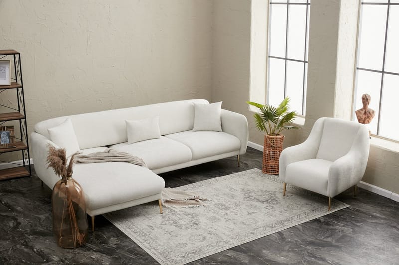 Devika Sovesofa med Sjeselong 4-seter - Lys beige - Møbler - Sofaer - Sovesofaer