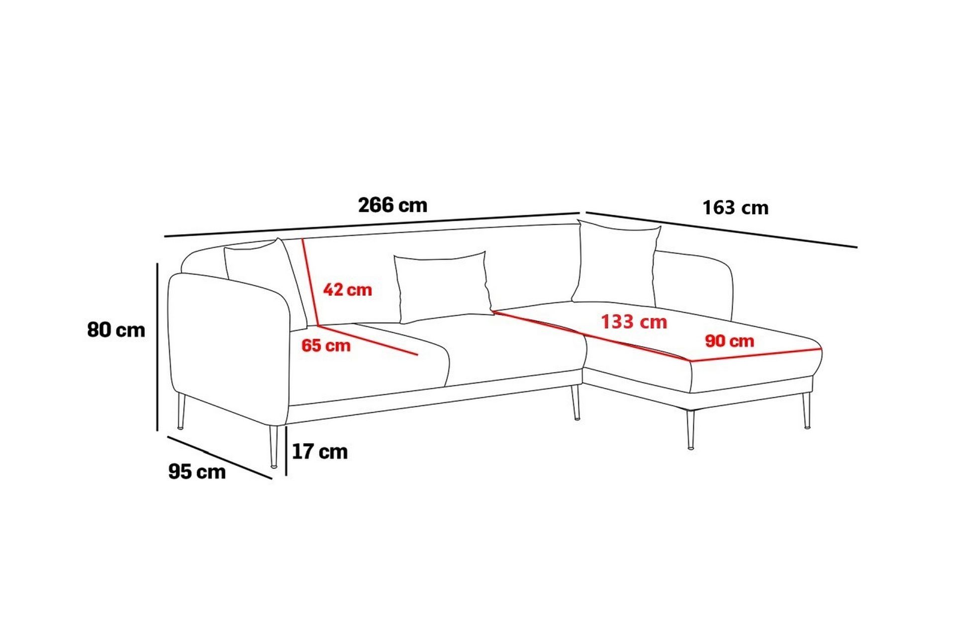Devika Sovesofa med Sjeselong 4-seter - Lys beige - Møbler - Sofaer - Sovesofaer