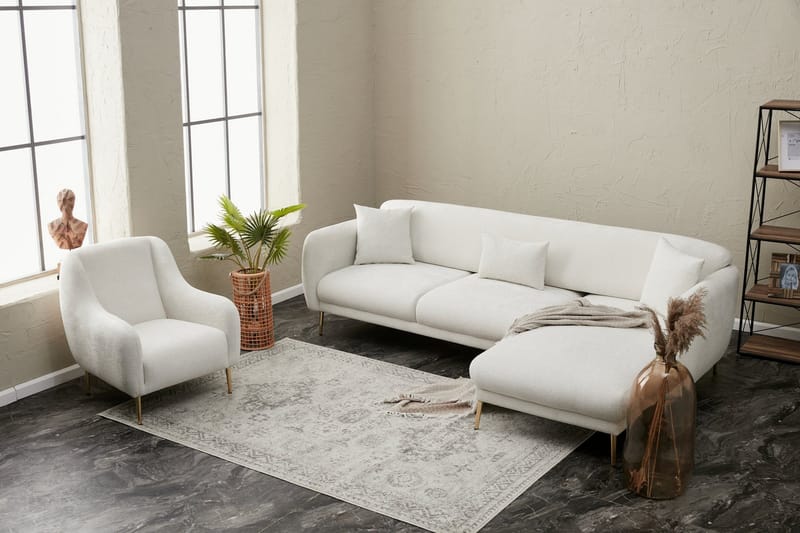 Devika Sovesofa med Sjeselong 4-seter - Lys beige - Møbler - Sofaer - Sovesofaer