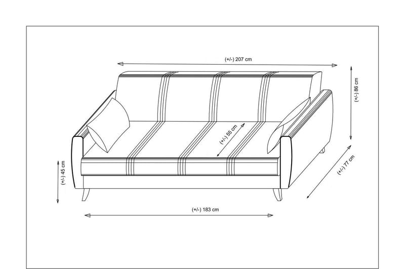 Dewan 3-seter Sovesofa 96x183 cm med Oppbevaring i Lin - Beige - Møbler - Sofaer - Sovesofaer