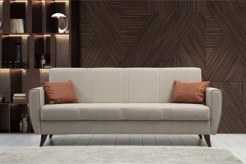 Dewan 3-seter Sovesofa 96x183 cm med Oppbevaring i Lin - Beige - Møbler - Sofaer - Sovesofaer