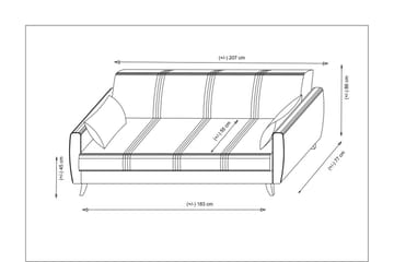 Dewan 3-seters Sovesofa 96x183 cm med Oppbevaring i Stoff - Terrakotta - Møbler - Sofaer - Sovesofaer