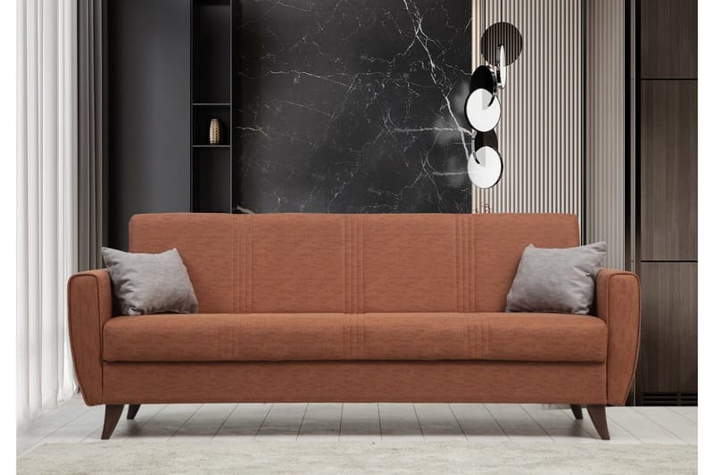 Dewan 3-seters Sovesofa 96x183 cm med Oppbevaring i Stoff - Terrakotta - Møbler - Sofaer - Sovesofaer