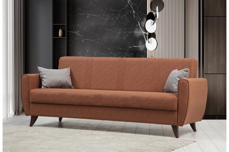 Dewan 3-seters Sovesofa 96x183 cm med Oppbevaring i Stoff - Terrakotta - Møbler - Sofaer - Sovesofaer