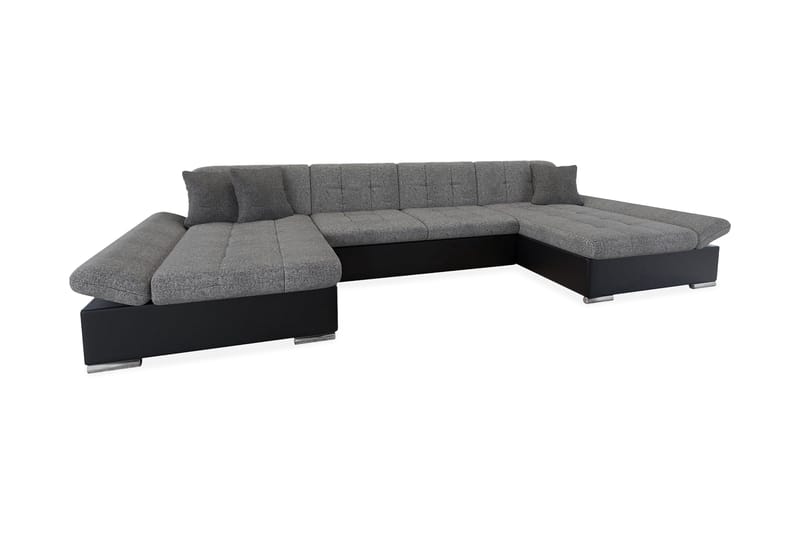 Dewitt 3-seter Sovesofa i Stoff og Skinn, Grå