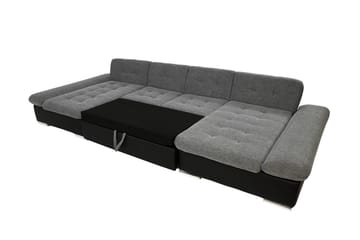 Dewitt 3-seter Sovesofa i Stoff og Skinn - Grå - Møbler - Sofaer - Sovesofaer