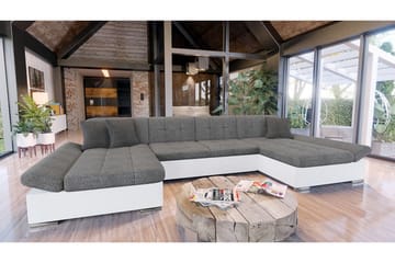Dewitt 3-seter Sovesofa i Stoff og Skinn - Hvit|Grå - Møbler - Sofaer - Sovesofaer