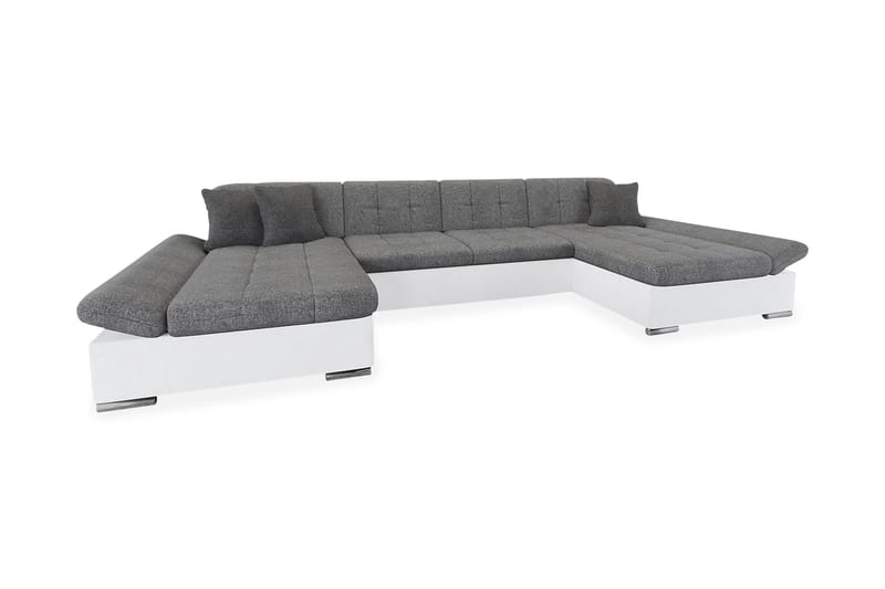 Dewitt 3-seter Sovesofa i Stoff og Skinn, Hvit|Grå