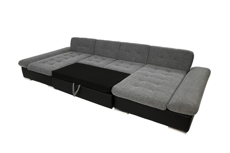 Dewitt 3-seter Sovesofa i Stoff og Skinn - Hvit|Grå - Møbler - Sofaer - Sovesofaer