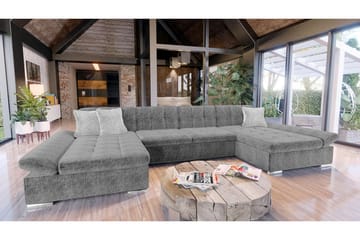 Dewitt 4-seter Universell Hjørnesofa med Divan og Sjeselong i Fløyel - Grå - Møbler - Sofaer - Sovesofaer