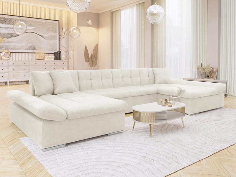 Dewitt 5-seters U-formet Sovesofa - Hvit - Møbler - Sofaer - Sovesofaer