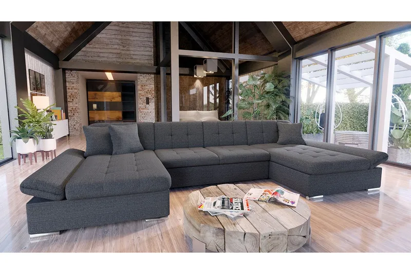 Dewitt 6-seter Sovesofa i Stoff - Hvit|Grå - Møbler - Sofaer - Sovesofaer