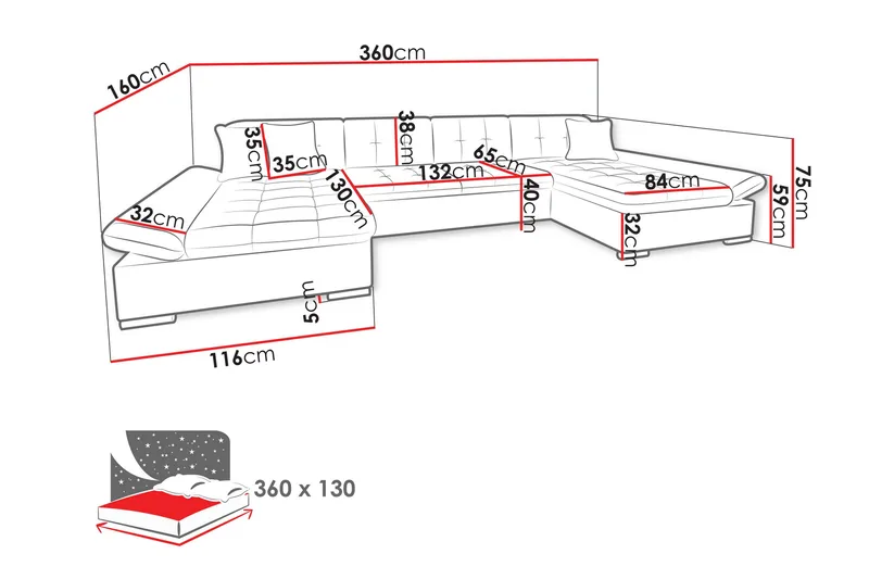 Dewitt Sovesofa Dubbeldivan 5-sits - Beige - Møbler - Sofaer - Sovesofaer