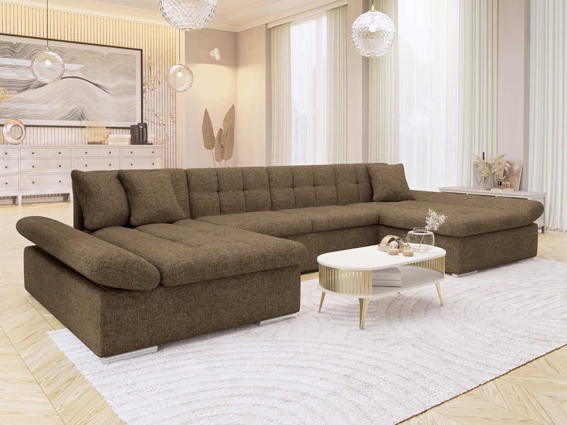 Dewitt Sovesofa med dobbel sjeselong 5-seter - Brun - Møbler - Sofaer - Sovesofaer