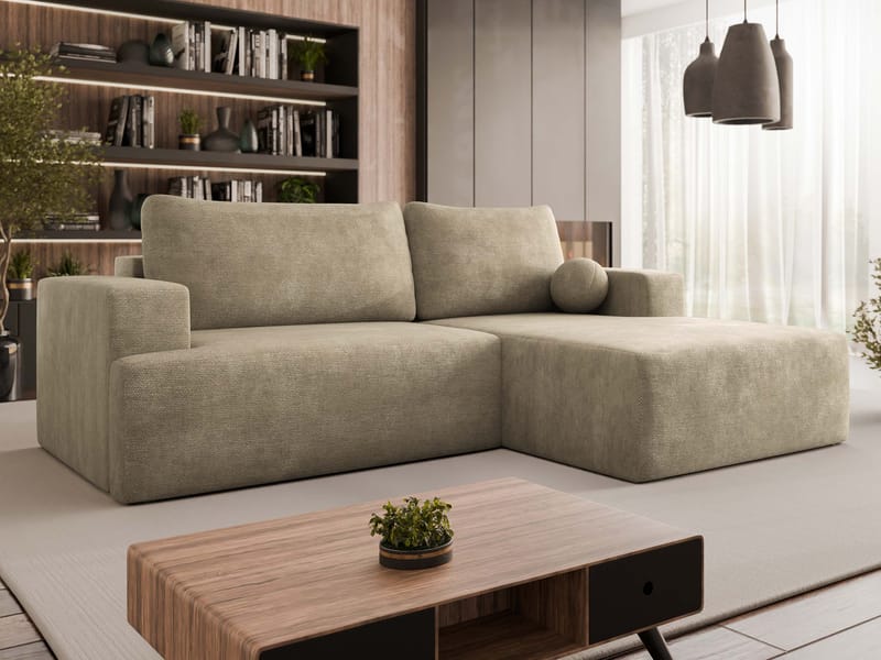 Deylor 3-seters sovesofa med divan - beige - Møbler - Sofaer - Sovesofaer