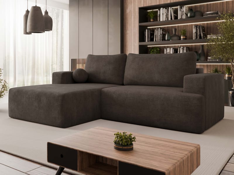 Deylor 3-seters sovesofa med divan - brun - Møbler - Sofaer - Sovesofaer