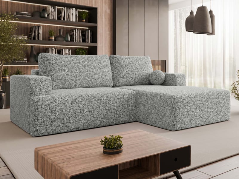 Deylor 3-seters sovesofa med divan - grå - M øbler - Sofaer - Sovesofaer