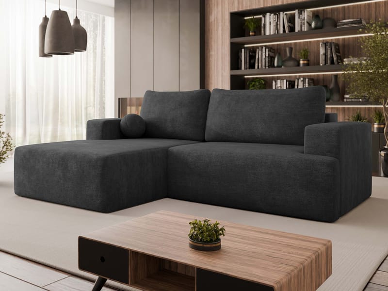 Deylor 3-seters sovesofa med divan - svart - Møbler - Sofaer - Sovesofaer