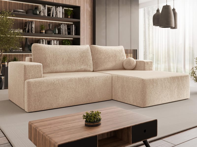 Deylor Sovesofa med sjeselong 3-seter - Beige - Møbler - Sofaer - Sovesofaer
