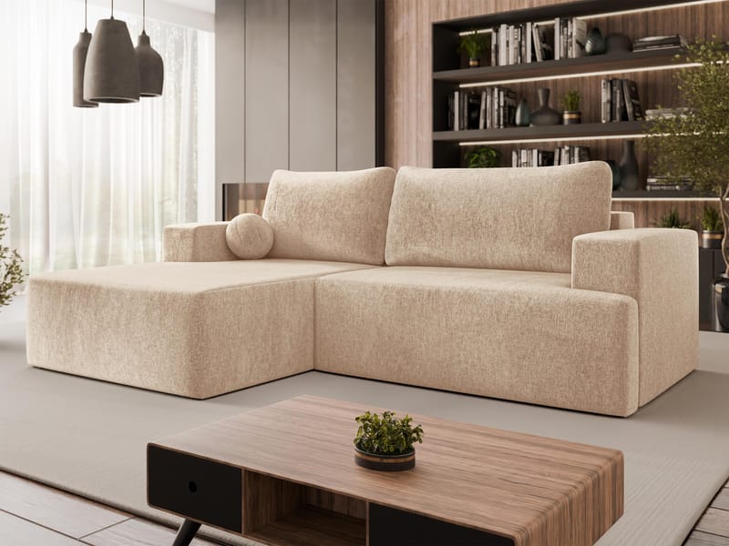 Deylor Sovesofa med sjeselong 3-seter - Beige - Møbler - Sofaer - Sovesofaer
