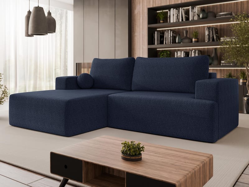 Deylor Sovesofa med sjeselong 3-seter - Blå - Møbler - Sofaer - Sovesofaer