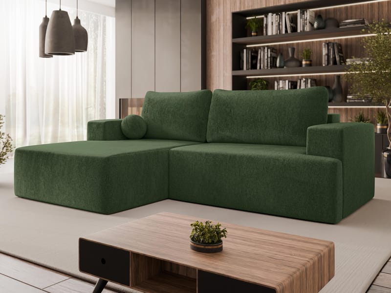 Deylor Sovesofa med sjeselong 3-seter - Grønn - Møbler - Sofaer - Sovesofaer