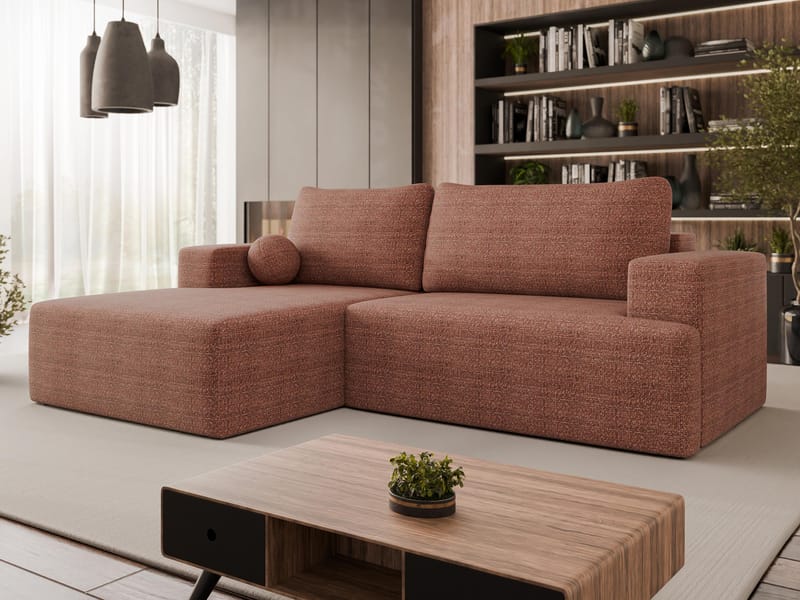 Deylor Sovesofa med sjeselong 3-seter - Rosa - Møbler - Sofaer - Sovesofaer