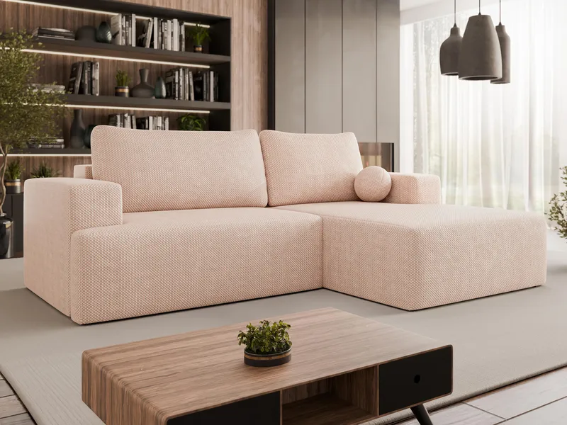 Deylor Sovesofa med sjeselong 3-seter - Rosa - Møbler - Sofaer - Sovesofaer