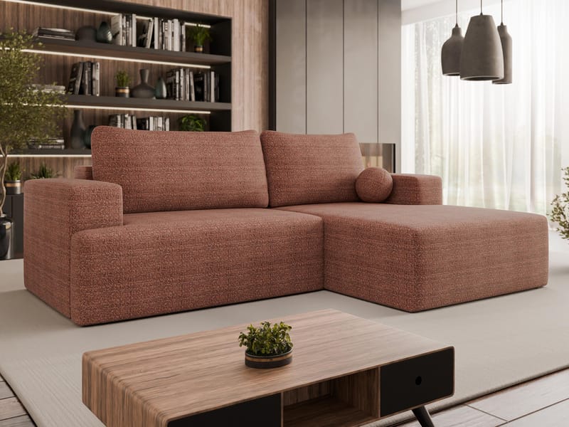 Deylor Sovesofa med sjeselong 3-seter - Rosa - Møbler - Sofaer - Sovesofaer