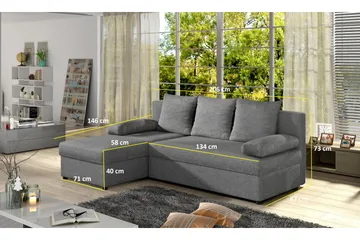 Dirk Sovesofa med Divan - Grå - Møbler - Sofaer - Sovesofaer