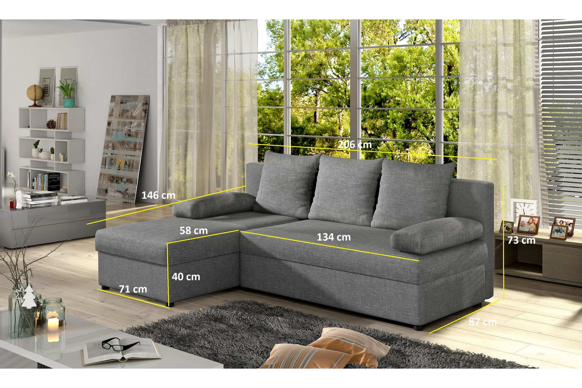 Dirk Sovesofa med Divan - Svart - Møbler - Sofaer - Sovesofaer